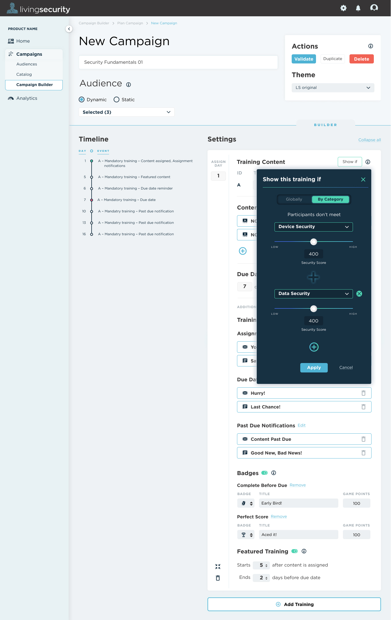 Catalog screen