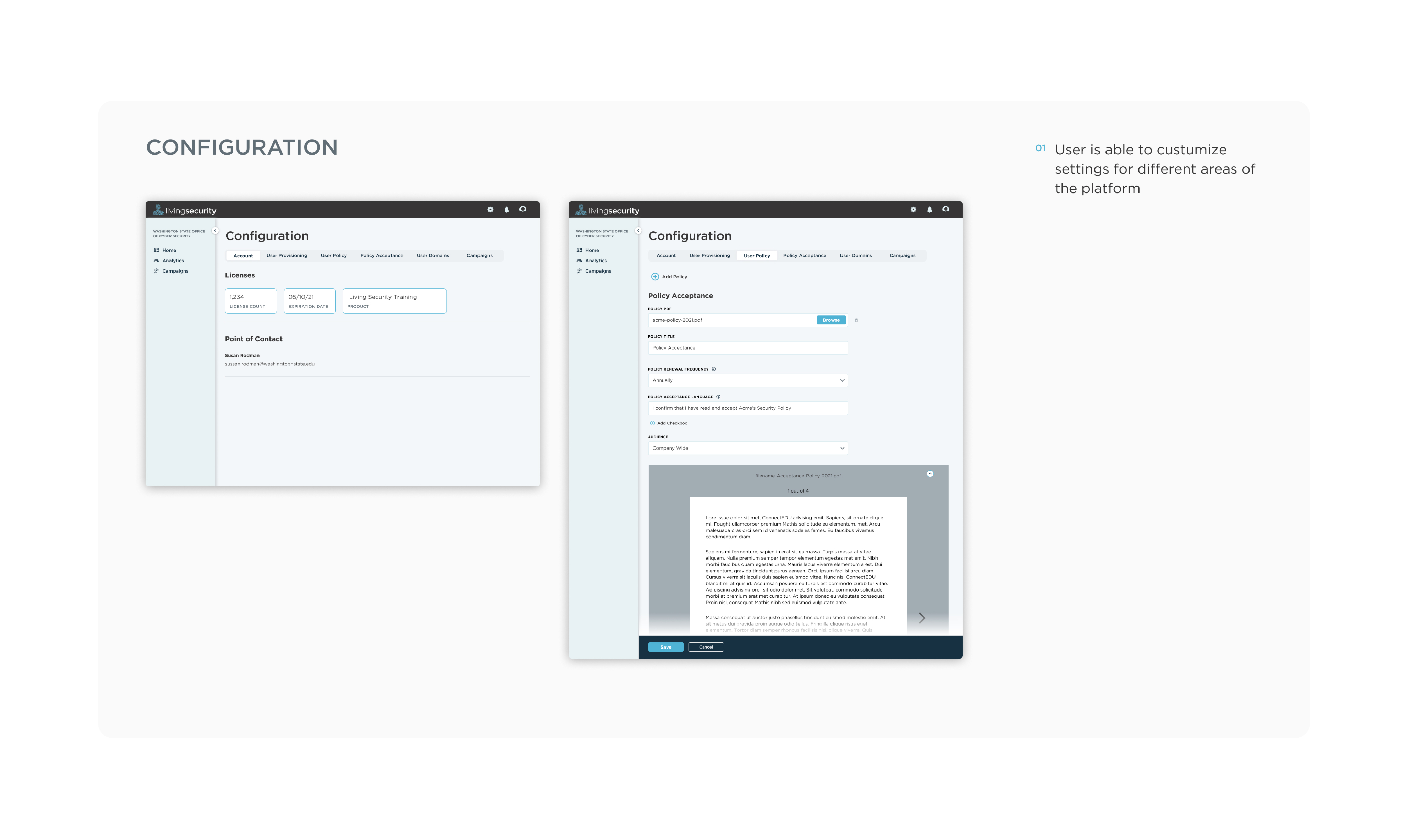 Configuration screen variant